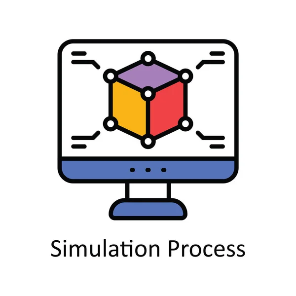 Proceso Simulación Vector Rellenar Esquema Icono Diseño Ilustración Símbolo Industrias — Vector de stock
