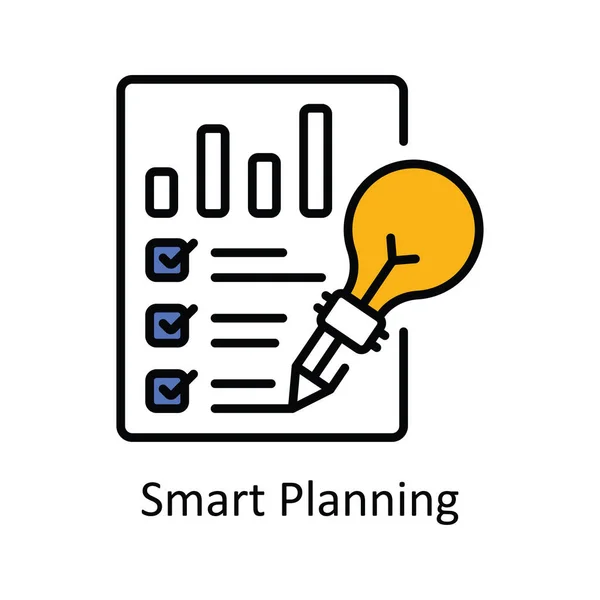 Smart Planning Vector Συμπληρώστε Περίγραμμα Εικονίδιο Σχεδιασμός Εικόνα Smart Industries — Διανυσματικό Αρχείο