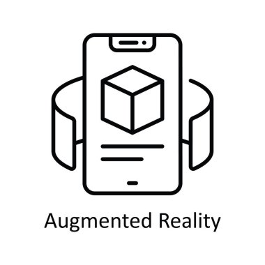 Artırılmış Gerçeklik Vektörü ana hatları Simge Tasarım çizimi. Akıllı Sanayi Sembolü Beyaz arkaplan EPS 10 Dosyası