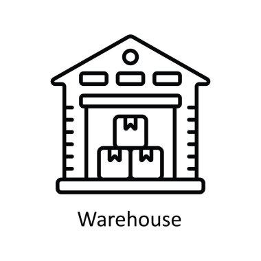 Depo Vektörü Simge Tasarımı çizimi. Akıllı Sanayi Sembolü Beyaz arkaplan EPS 10 Dosyası