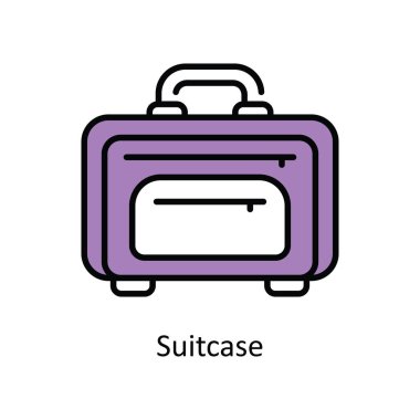 Çanta Vektörü Doldur Simge Tasarımı illüstrasyonunu özetle. Beyaz arkaplan EPS 10 Dosyasında Seyahat ve Otel Sembolü