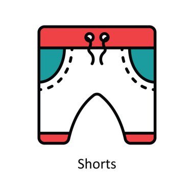 Shorts Vector Doldurma Simge Tasarımı illüstrasyonu. Beyaz arkaplan EPS 10 Dosyasında Seyahat ve Otel Sembolü