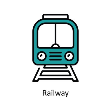 Demiryolu Vektörü Simge Tasarımı illüstrasyonunu özetleyin. Beyaz arkaplan EPS 10 Dosyasında Seyahat ve Otel Sembolü