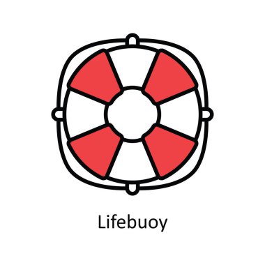 Lifebuoy Vektör Doldurma Simge Tasarımı illüstrasyonu. Beyaz arkaplan EPS 10 Dosyasında Seyahat ve Otel Sembolü
