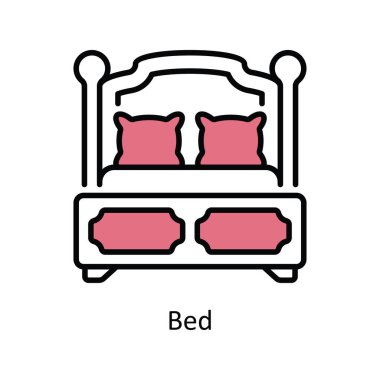 Bed Vector Doldurma Simge Tasarımı illüstrasyonu. Beyaz arkaplan EPS 10 Dosyasında Seyahat ve Otel Sembolü