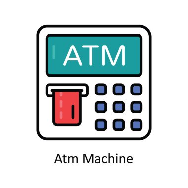 Atm Machine Vector Doldurma Simge Tasarımı illüstrasyonu. Beyaz arkaplan EPS 10 Dosyasında Seyahat ve Otel Sembolü