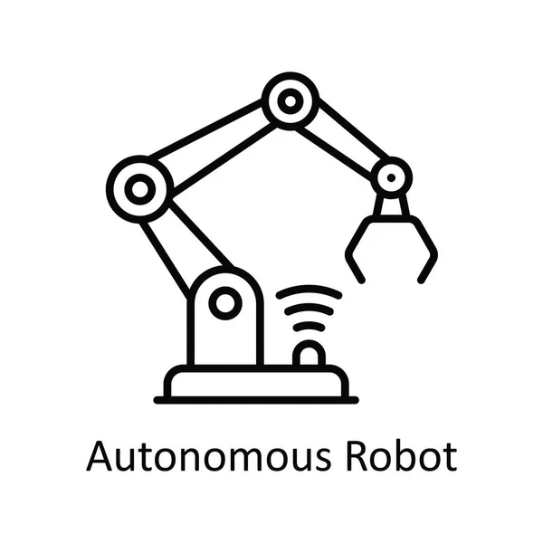 Özerk Robot Vektör ana hatları Simge Tasarım illüstrasyonu. Akıllı Sanayi Sembolü Beyaz arkaplan EPS 10 Dosyası
