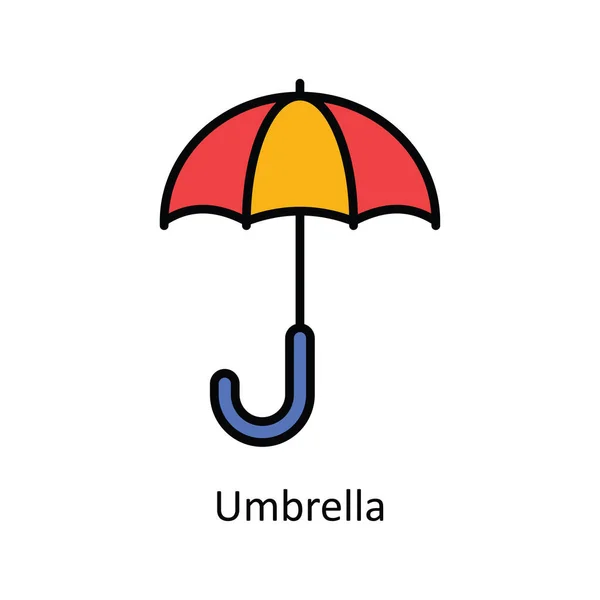 Umbrella Vector Fill Outline Icon Design Illustration Travel Hotel Symbol — Stock Vector