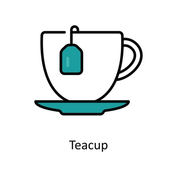 Teacup Vektor Fyll Kontur Ikon Design Illustration Resor Och Hotel — Stock vektor