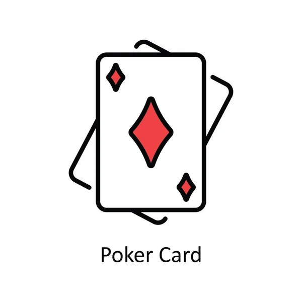 Poker Card Vector Fill Skizziert Icon Design Illustration Reise Und — Stockvektor