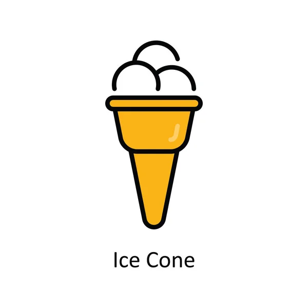 Ice Cone Vector Fill Esboço Icon Design Ilustração Viagem Hotel —  Vetores de Stock