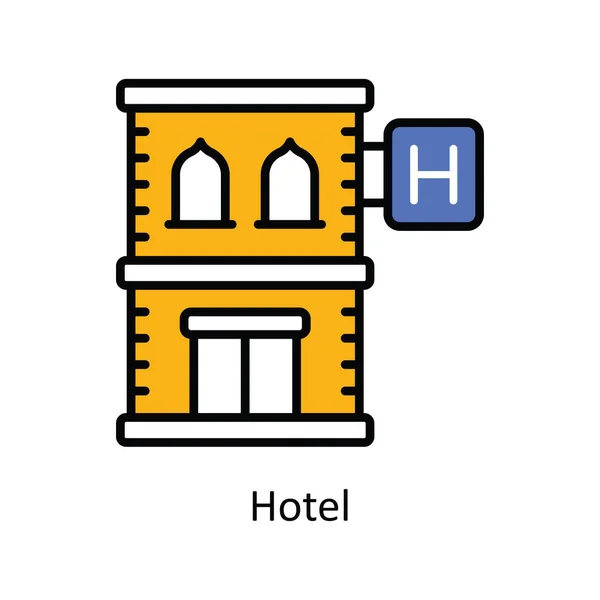 Иллюстрация Дизайна Отеля Vector Fill Путешествие Hotel Symbol Белом Фоне — стоковый вектор