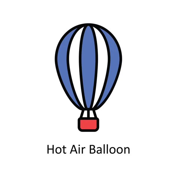 Hot Air Μπαλόνι Διάνυσμα Συμπληρώστε Περίγραμμα Εικονίδιο Σχεδιασμός Εικόνα Ταξίδι — Διανυσματικό Αρχείο