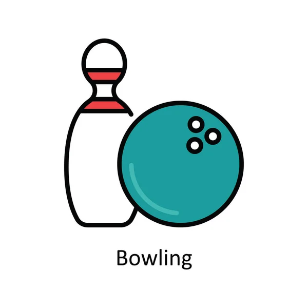 Bowling Vector Rellenar Esquema Icono Diseño Ilustración Símbolo Viaje Hotel — Vector de stock