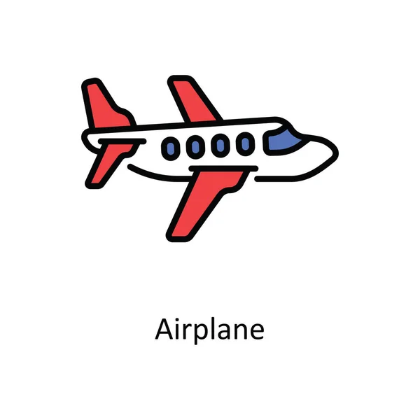 Вектор Літака Заповніть Контур Ілюстрації Дизайну Піктограм Символ Подорожі Готелю — стоковий вектор
