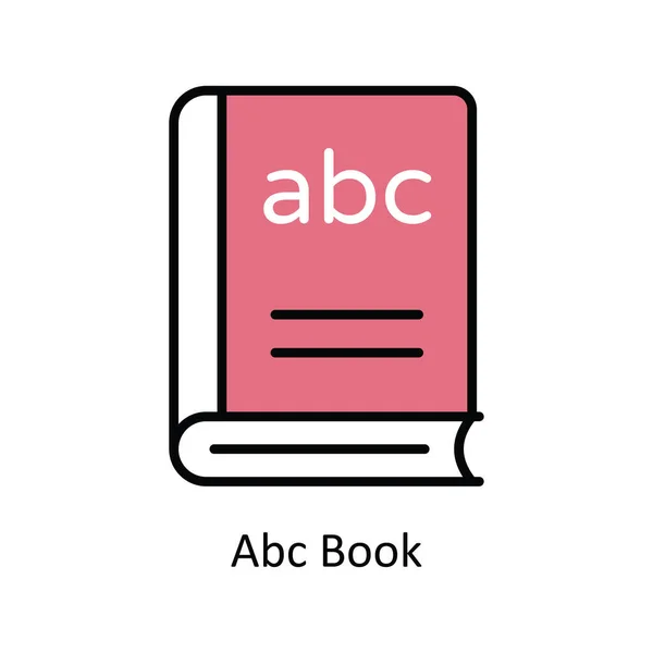 Abc Book Vector Rellenar Esquema Icono Ilustración Diseño Símbolo Viaje — Vector de stock