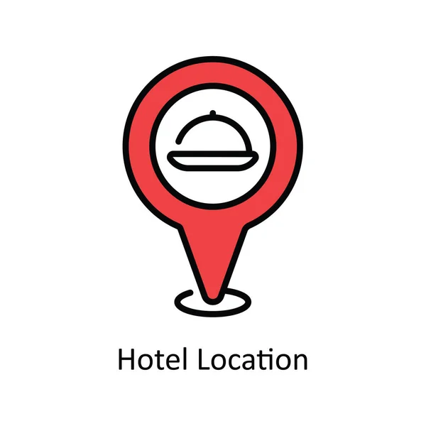 Контур Вектора Расположения Отеля Иконка Дизайн Иллюстрации Путешествие Hotel Symbol — стоковый вектор