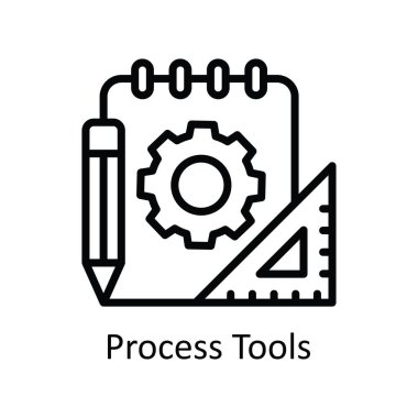 Süreç Araçları vektör ana hatları Simge Tasarım illüstrasyonu. Beyaz arkaplan EPS 10 Dosyasında Yaratıcı Süreç Sembolü