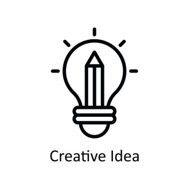 Yaratıcı Fikir vektör anahatları Simge Tasarımı illüstrasyonu. Beyaz arkaplan EPS 10 Dosyasında Yaratıcı Süreç Sembolü