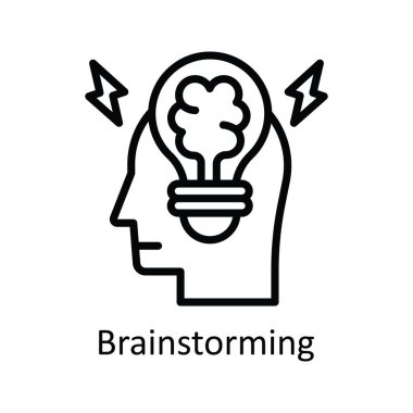 Beyin fırtınası vektör anahatları Simge Tasarım illüstrasyonu. Beyaz arkaplan EPS 10 Dosyasında Yaratıcı Süreç Sembolü