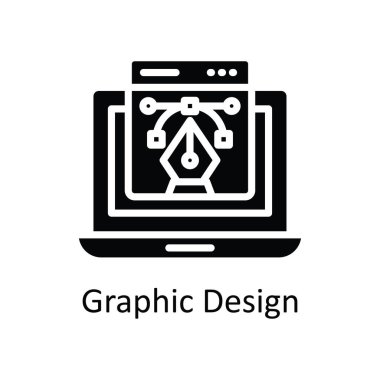 Grafik Tasarım vektörü katı Simge Tasarımı çizimi. Beyaz arkaplan EPS 10 Dosyasında Yaratıcı Süreç Sembolü
