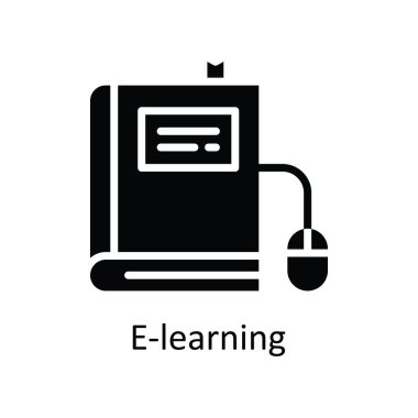 E-öğrenme vektörü katı Simge Tasarımı çizimi. Beyaz arkaplan EPS 10 Dosyasında Yaratıcı Süreç Sembolü