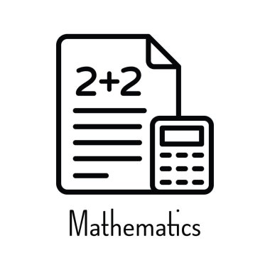 Matematik Hesapları vektör anahatları Simge Tasarım illüstrasyonu. Beyaz arkaplan EPS 10 Dosyası üzerine Eğitim Teknolojisi Sembolü