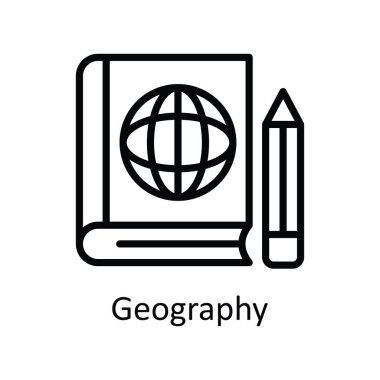 Coğrafya vektörü ana hatları Simge Tasarım çizimi. Beyaz arkaplan EPS 10 Dosyası üzerine Eğitim Teknolojisi Sembolü