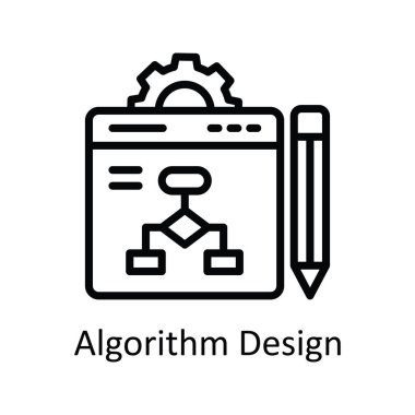 Algoritma Tasarım vektör anahatları Simge Tasarım çizimi. Beyaz arkaplan EPS 10 Dosyası üzerine Eğitim Teknolojisi Sembolü