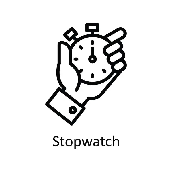 Stopwatch Vector Outline Icona Design Illustrazione Simbolo Processo Creativo Sfondo — Vettoriale Stock