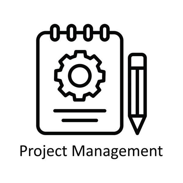 Project Management Vector Outline Icon Design Illustration Inglês Símbolo Processo — Vetor de Stock