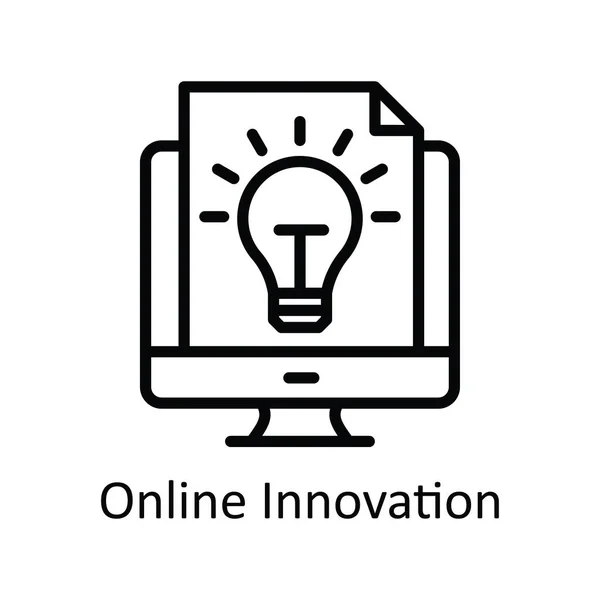 Online Innovation Vector Outline Icon Design Illustration Inglês Símbolo Processo —  Vetores de Stock