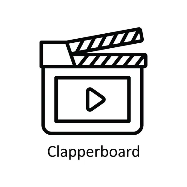 Clapperboard Vector Outline Icon Design Illustration Símbolo Processo Criativo Fundo —  Vetores de Stock