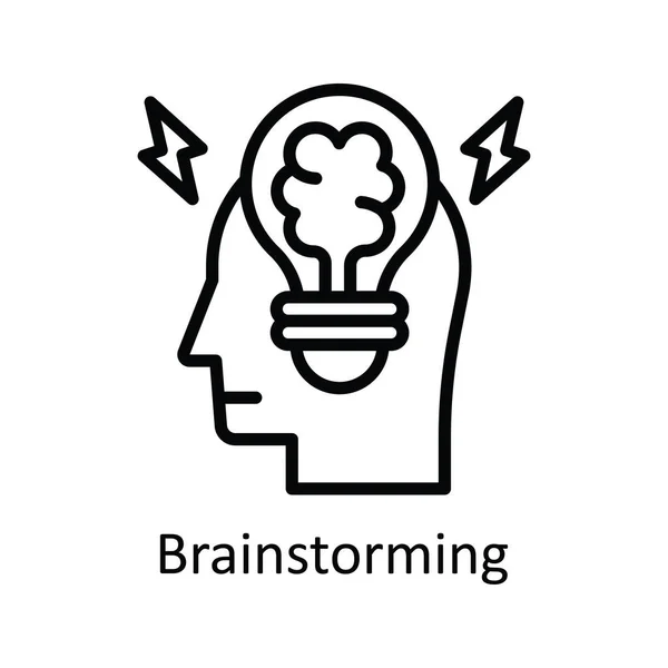 Brainstorming Vector Contorno Icono Diseño Ilustración Símbolo Proceso Creativo Sobre — Archivo Imágenes Vectoriales