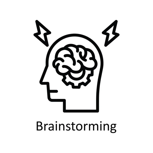 Brainstorming Vector Contorno Icono Diseño Ilustración Símbolo Proceso Creativo Sobre — Vector de stock