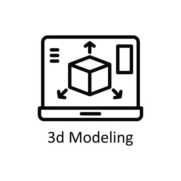 Modelado Esquema Vectorial Icono Ilustración Diseño Símbolo Proceso Creativo Sobre — Vector de stock