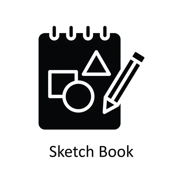 Schets Boek Vector Solide Pictogram Ontwerp Illustratie Creatief Processymbool Witte — Stockvector