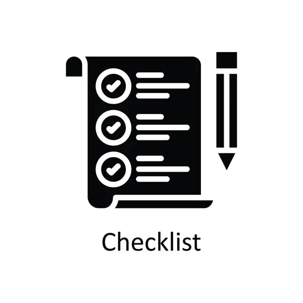 Checklist Vector Solid Icon Design Illustration Símbolo Processo Criativo Fundo — Vetor de Stock