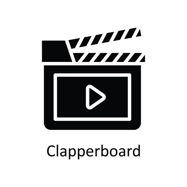 Clapperboard Vetor Sólido Icon Design Ilustração Símbolo Processo Criativo Fundo — Vetor de Stock