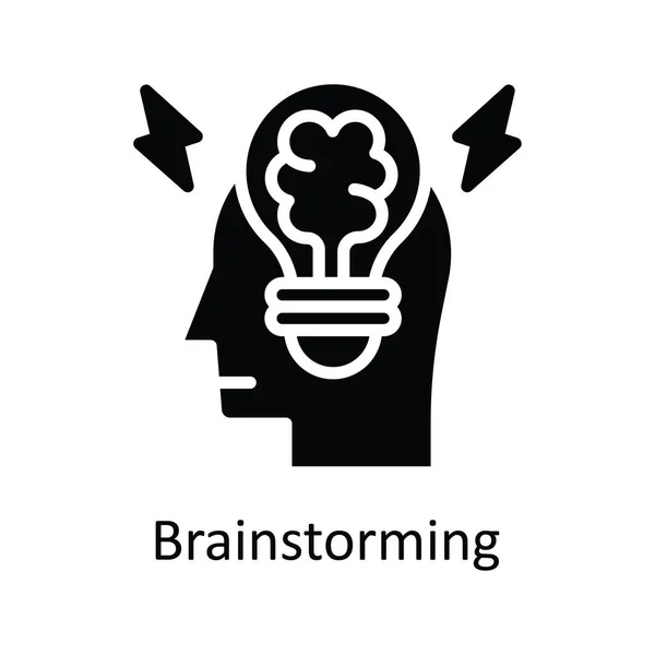Brainstorming Vetor Sólido Icon Design Ilustração Símbolo Processo Criativo Fundo — Vetor de Stock