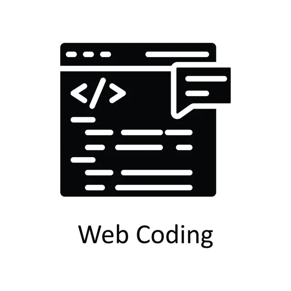 Web Kodlama Vektörü Katı Simge Tasarımı Çizimi Beyaz Arkaplan Eps — Stok Vektör