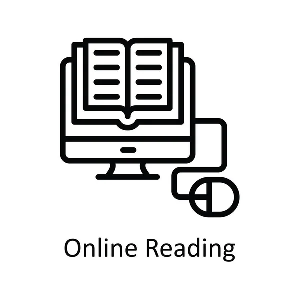Online Ανάγνωση Διανυσματικό Περίγραμμα Εικονίδιο Σχεδιασμός Εικονογράφηση Εκπαιδευτικό Σύμβολο Τεχνολογίας — Διανυσματικό Αρχείο