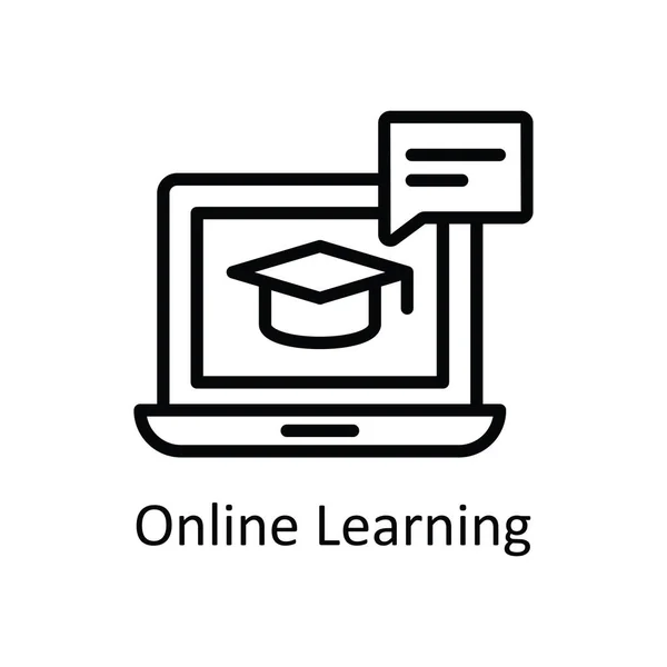 Online Learning Διάνυσμα Περίγραμμα Εικονίδιο Σχεδιασμός Εικονογράφηση Εκπαιδευτικό Σύμβολο Τεχνολογίας — Διανυσματικό Αρχείο