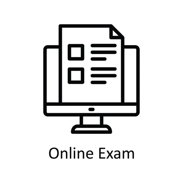 Online Exam Zarys Wektora Icon Design Ilustracji Symbol Technologii Edukacyjnej — Wektor stockowy