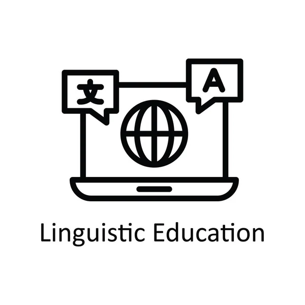 Linguistic Education Vector Outline Icon Ilustración Diseño Símbolo Tecnología Educativa — Archivo Imágenes Vectoriales