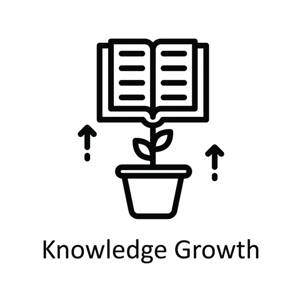 Knowledge Growth Vector Outline Icon Design Illustration Educational Technology Symbol — Stock Vector
