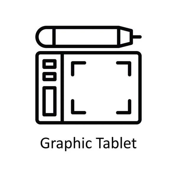 Graphic Tablet Vector Outline Icon Design Illustration Educational Technology Symbol — Stock Vector