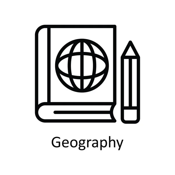 Geografia Vector Outline Icon Design Illustration Símbolo Tecnologia Educacional Fundo — Vetor de Stock