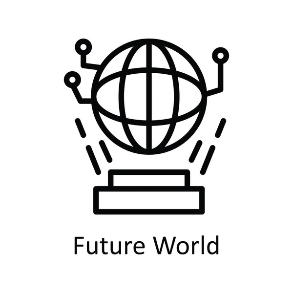 Future World Διανυσματικό Περίγραμμα Εικονίδιο Σχεδιασμός Εικονογράφηση Εκπαιδευτικό Σύμβολο Τεχνολογίας — Διανυσματικό Αρχείο