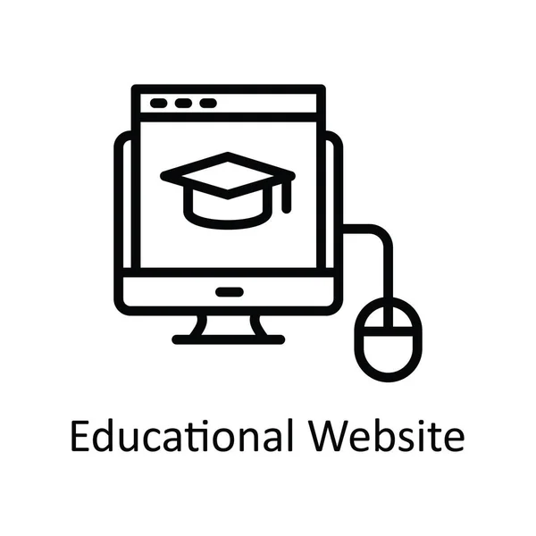 Εκπαιδευτική Ιστοσελίδα Διάνυσμα Περίγραμμα Εικονίδιο Σχεδιασμός Εικονογράφηση Εκπαιδευτικό Σύμβολο Τεχνολογίας — Διανυσματικό Αρχείο